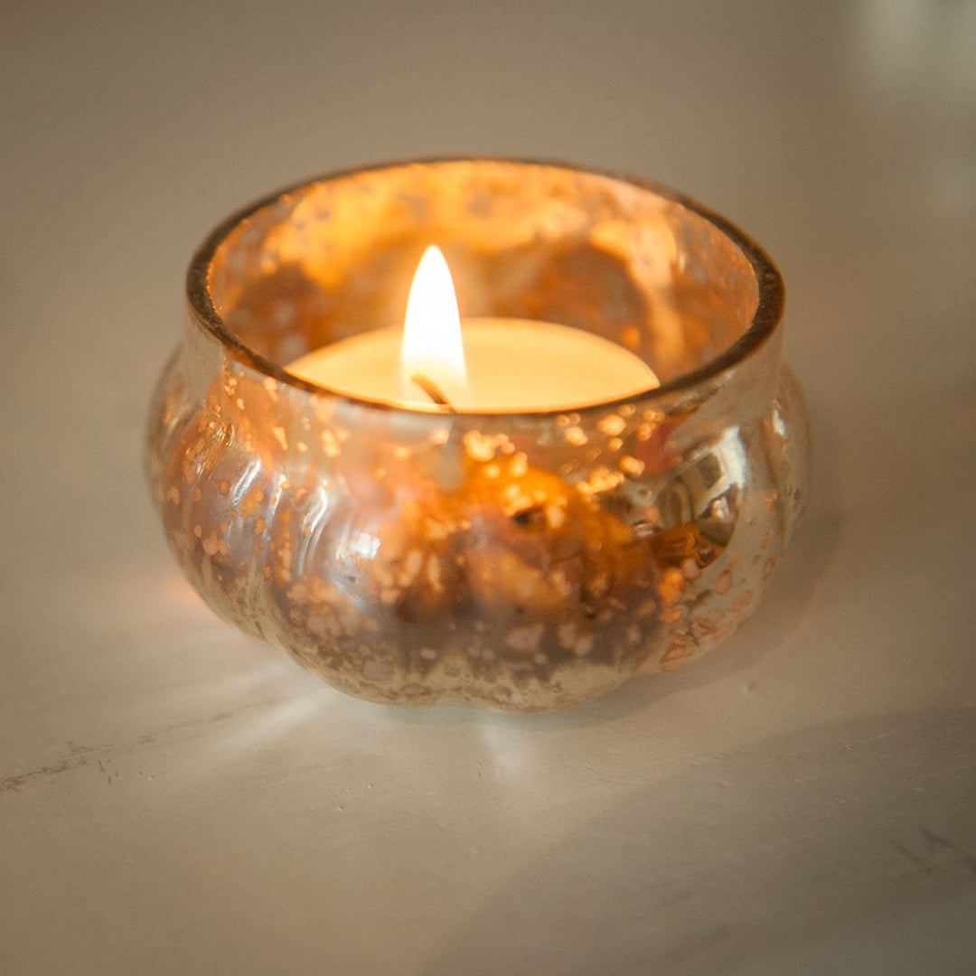 Porte-bougies de mariage Insideretail: Votives antiques en verre de mercure de citrouille-cuivre