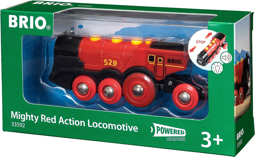 BRIO World Mighty Red Action Locomotive Battery Powered Train for Kids Age 3 Years Up - Compatible with all BRIO Railway Sets & Accessories