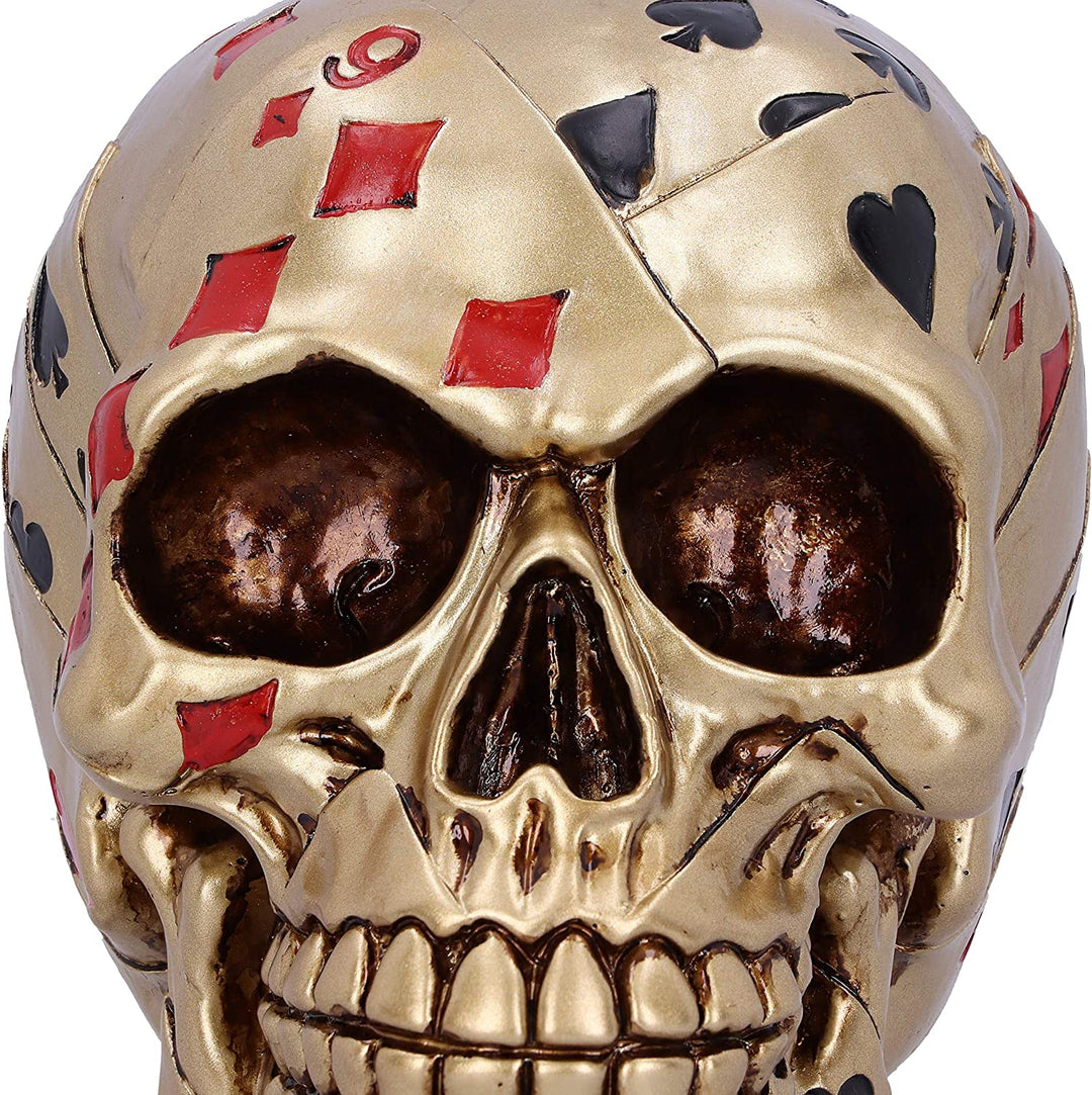 Dead Mans Hand Golden Playing Card Skull Ornament