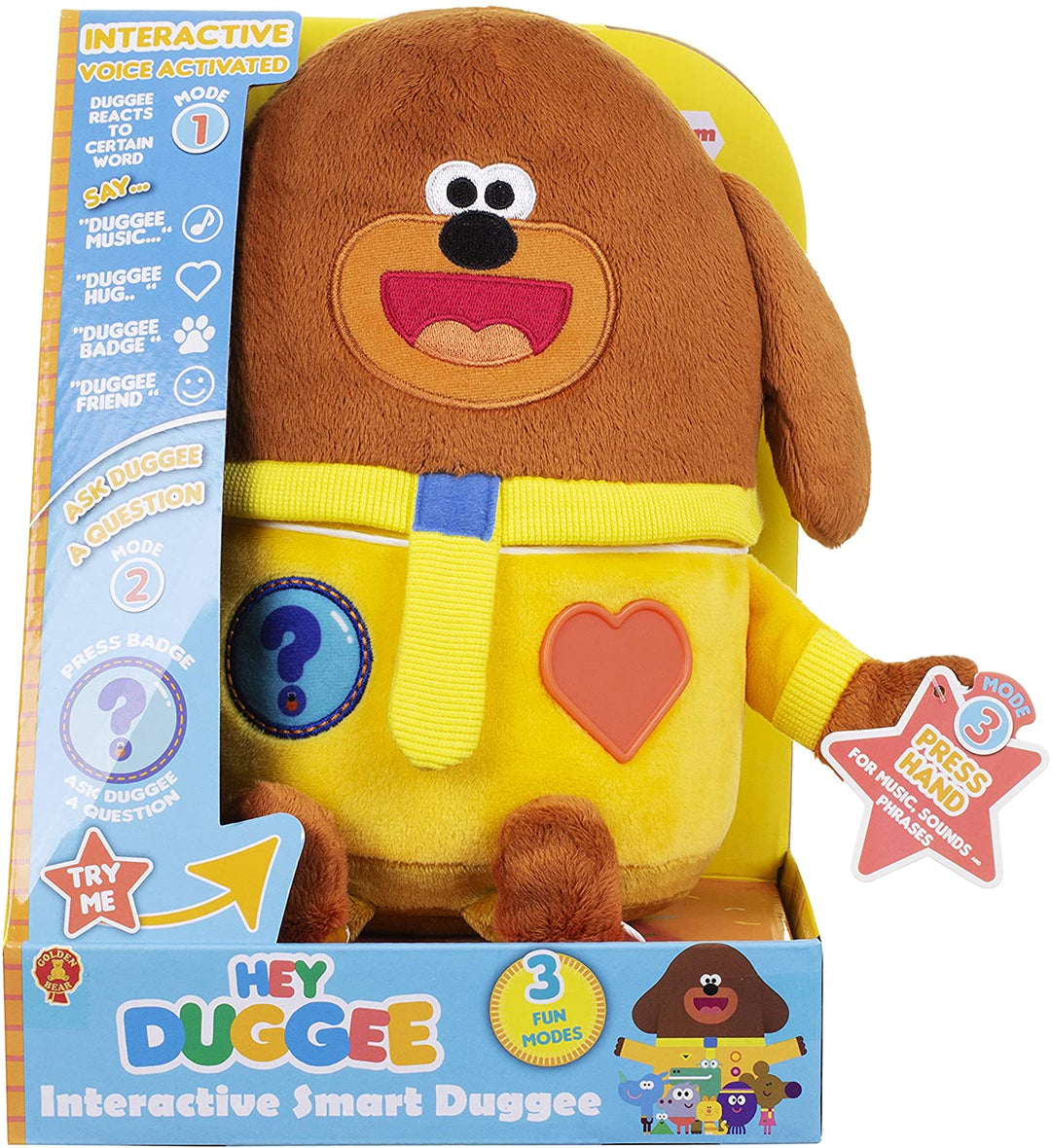 Peluche intelligente interactive Hey Duggee 3 façons de jouer à commande vocale Posez des questions Duggee Woofs ! Avec l&#39;émission de télévision, les sons s&#39;allument