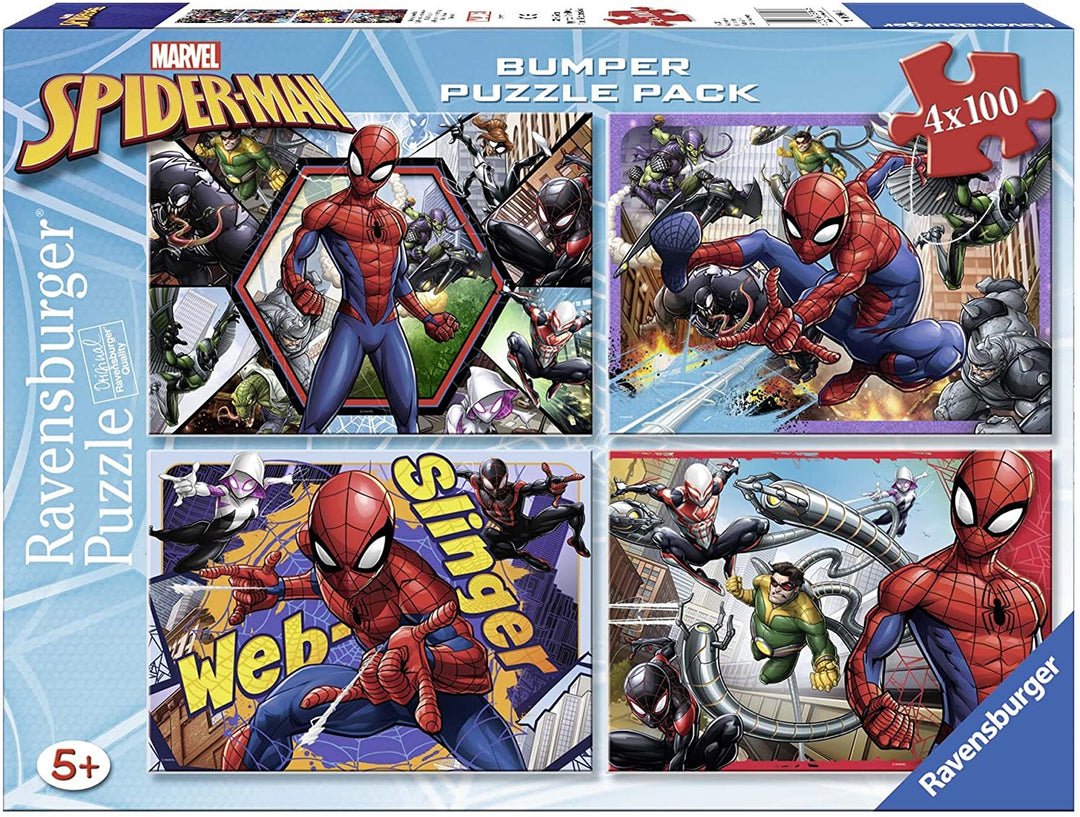 Ravensburger 6914 Spider-Man Puzzle 4 x 100 Pieces Bumper Pack, Spiderman
