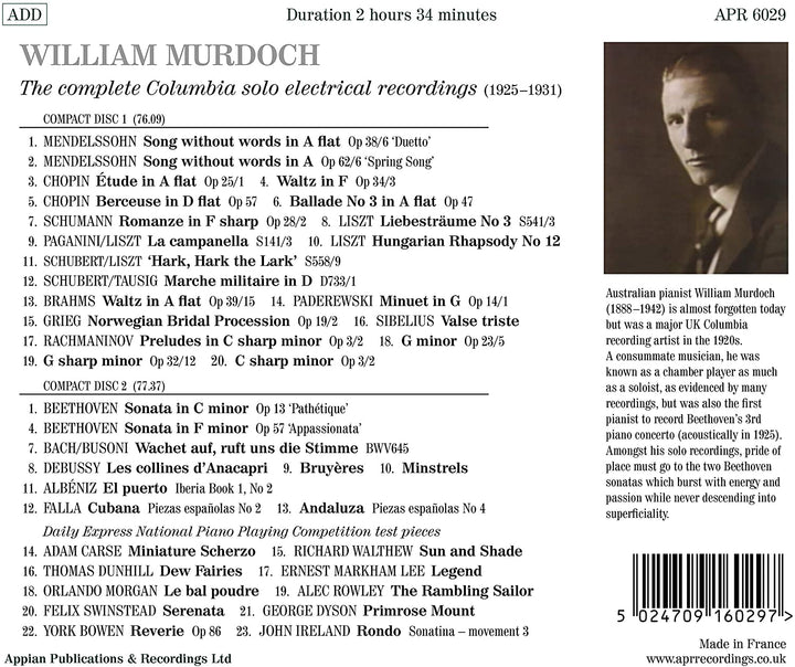 Murdoch: Solo Electrical [William Murdoch] [Apr: APR_6029] [Audio CD]