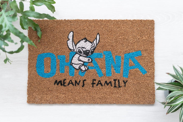 Grupo Erik Official Disney Stitch Ohana Door Mat, 15.7 x 23.6 Inches / Stitch Disney Gifts | Coconut Coir | Eco Friendly