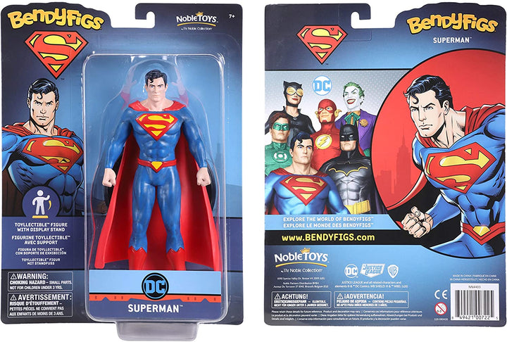 The Noble Collection DC Comics Bendyfigs Superman - 7,5 pouces (19 cm) Noble Toys DC Bendable Posable Collection Doll Chiffres avec support