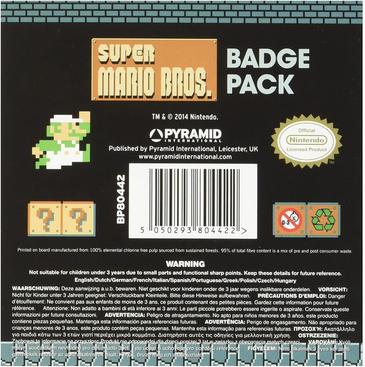 Pyramid International Super Mario Bros. Retro Badge, Multi-Colour, 10 x 12.5 x 1.3 cm