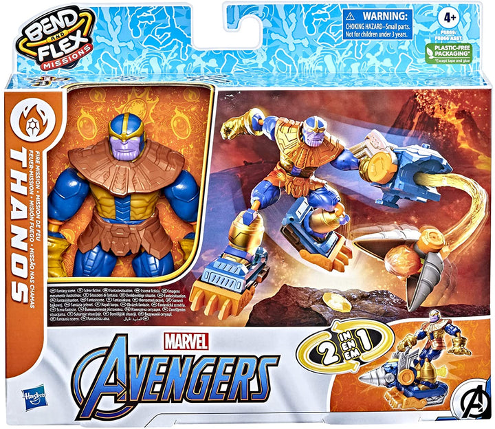 Hasbro Marvel Avengers Bend and Flex Missions Thanos Fire Mission Figure, 15-cm-