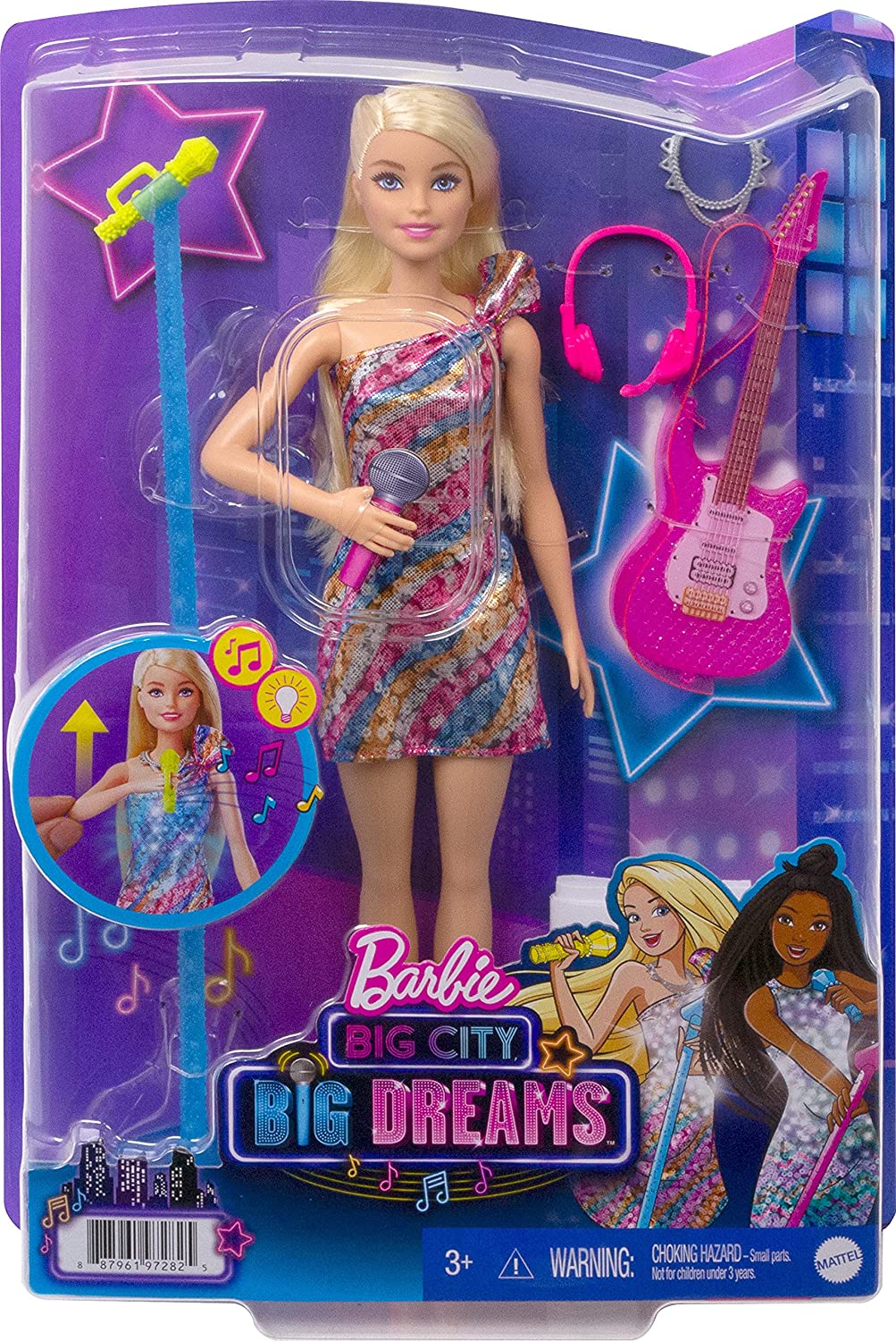 Barbie: Big City, Big Dreams Singing Barbie 'Malibu' Roberts Doll - Light-Up Dress & Microphone, Ages 3+ 1