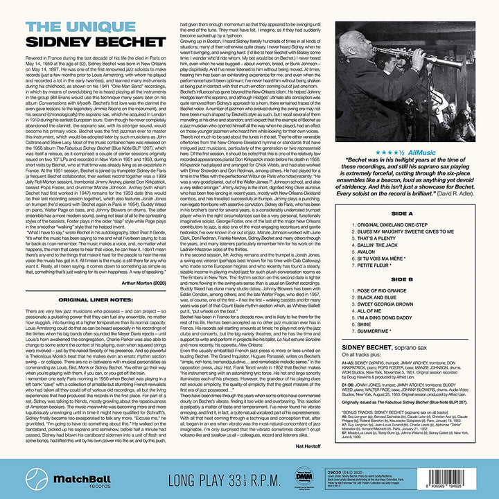 The Unique SIdney Bechet + 3 Bonus Tracks [Vinyl]