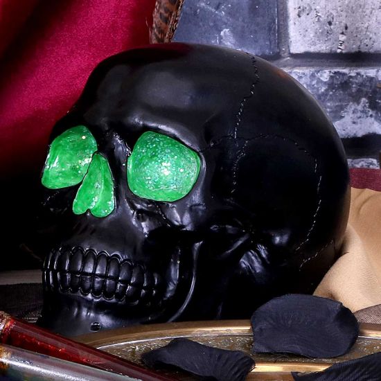 Nemesis Now Geode Black Green Gothic Glitter Skull Figurine, Polyresin