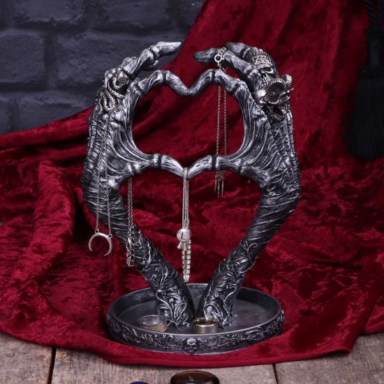 Nemesis Now Gothic Mummified Love Heart Hands Jewellery Dish Holder, Silver, 22c