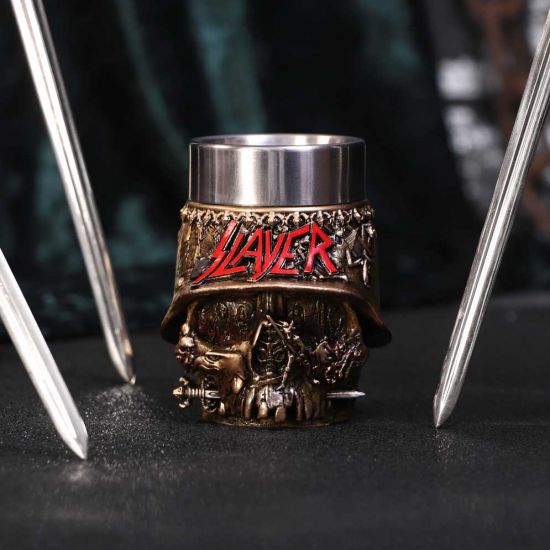 Nemesis Now Officially Licensed Slayer Eagle Helmet Skull Logo Shot Glass, Gold,