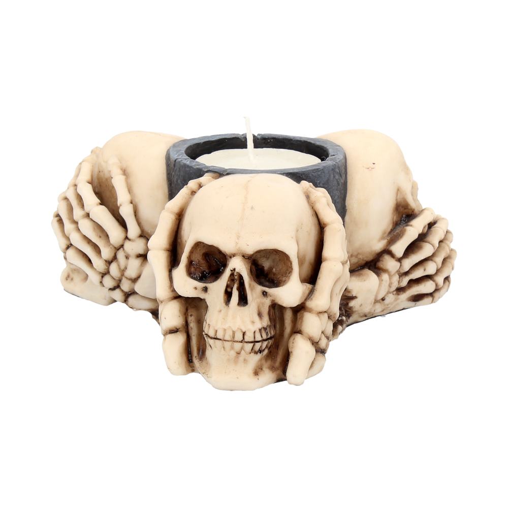 Nemesis Now Three Wise Skulls Tealight Holder 13cm Ivory