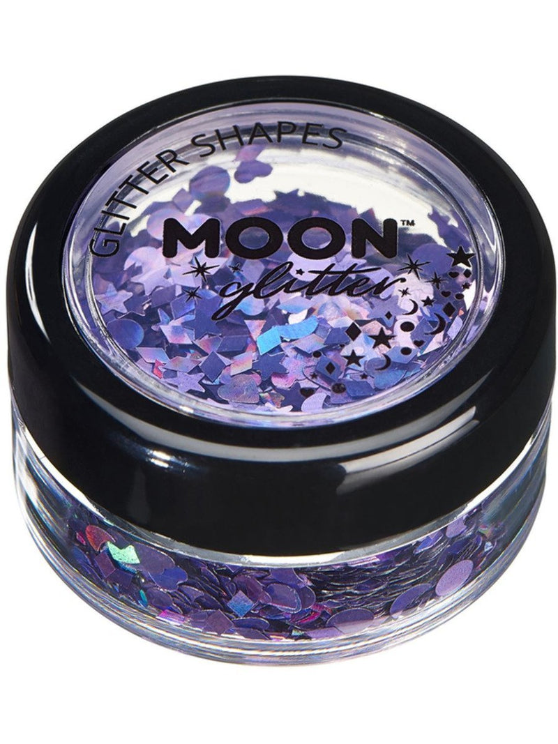 Smiffys Holographic Glitter Shapes by Moon Glitter - Purple - 3g