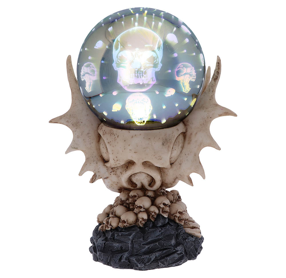 Nemesis Now Skeletal Realm Dragon Skull and Light Up Orb Figurine, Polyresin, Na