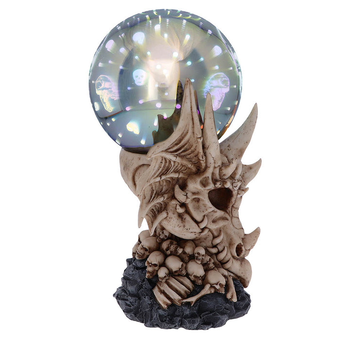 Nemesis Now Skeletal Realm Dragon Skull and Light Up Orb Figurine, Polyresin, Na